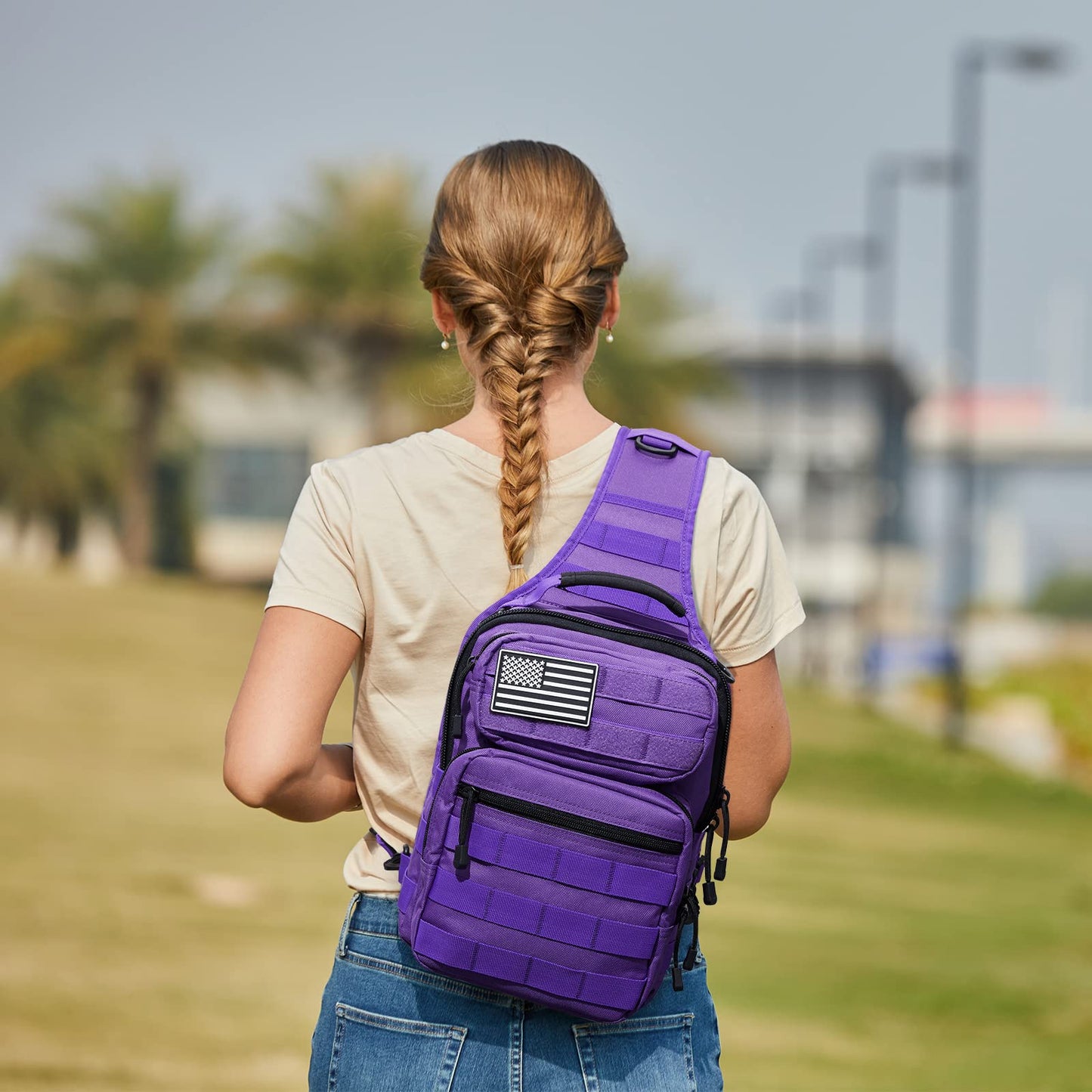 G4Free Tactical Sling Bag Backpack Military Rover Shoulder Sling Pack Molle EDC Small Crossbody Chest Pack(Purple)