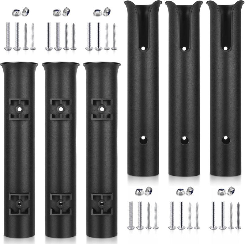 Fishing Rod Holder Bracket - 6 Pcs Portable Wall-Mounted Tool Holder for Boat & Kayak | Black
