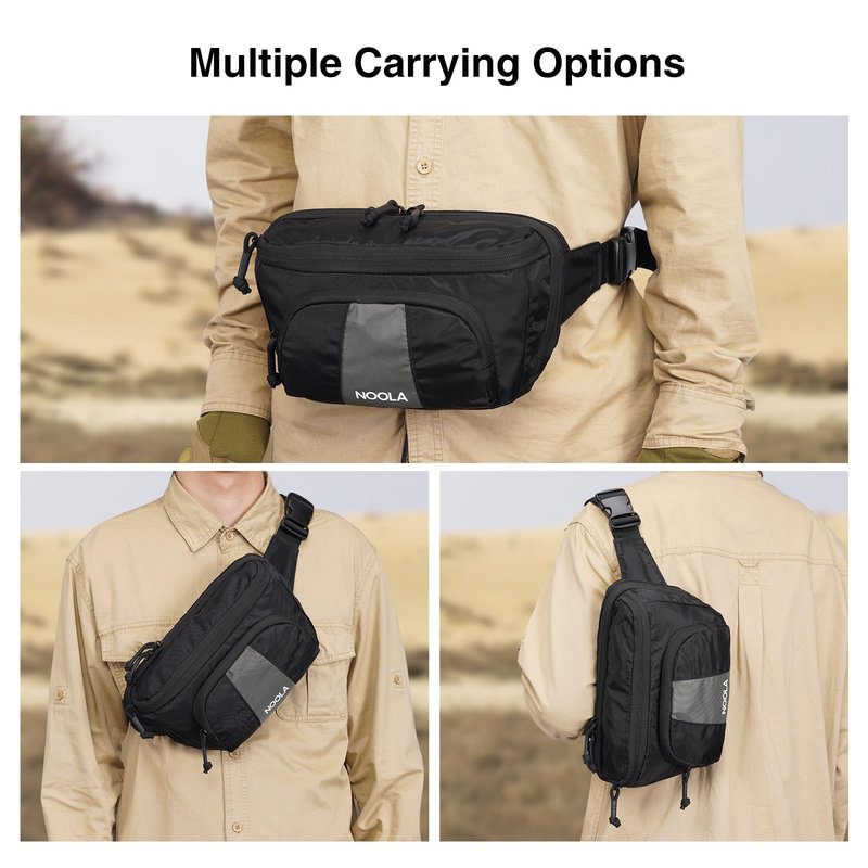 NOOLA Tactical Fanny Pack, Waist Pack for Men Women, Large Crossbody Bag for EDC Gear, Hiking Fanny Belt Bag for Hunting, Outdoor, Cycling, Black