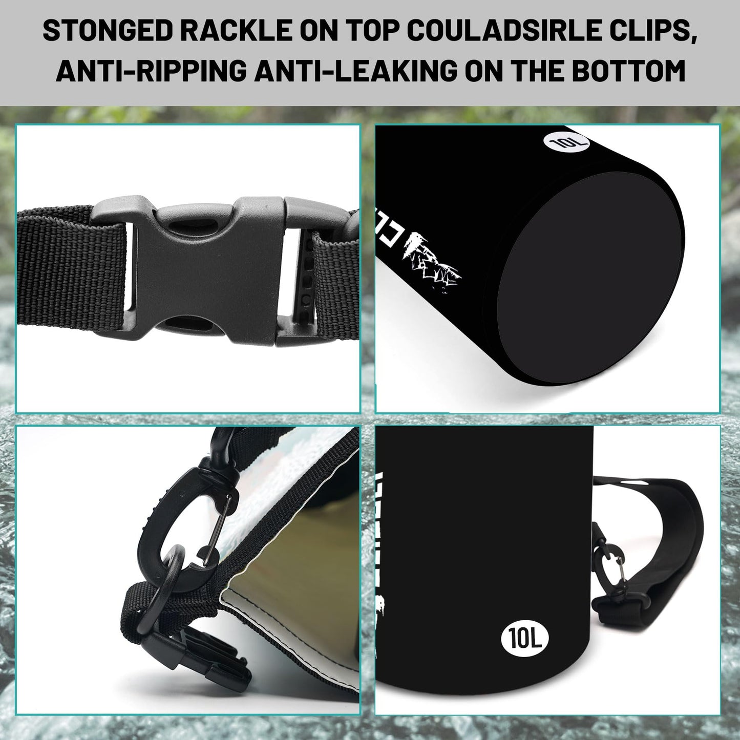 Cliduli Waterproof Dry Bag,Roll Top Black Small Waterproof Backpack 2L/5L/10L/20L/30L/40L Floating Lightweight Bags for Kayaking, Boating, Fishing, Swimming Camping with Waterproof Phone Case