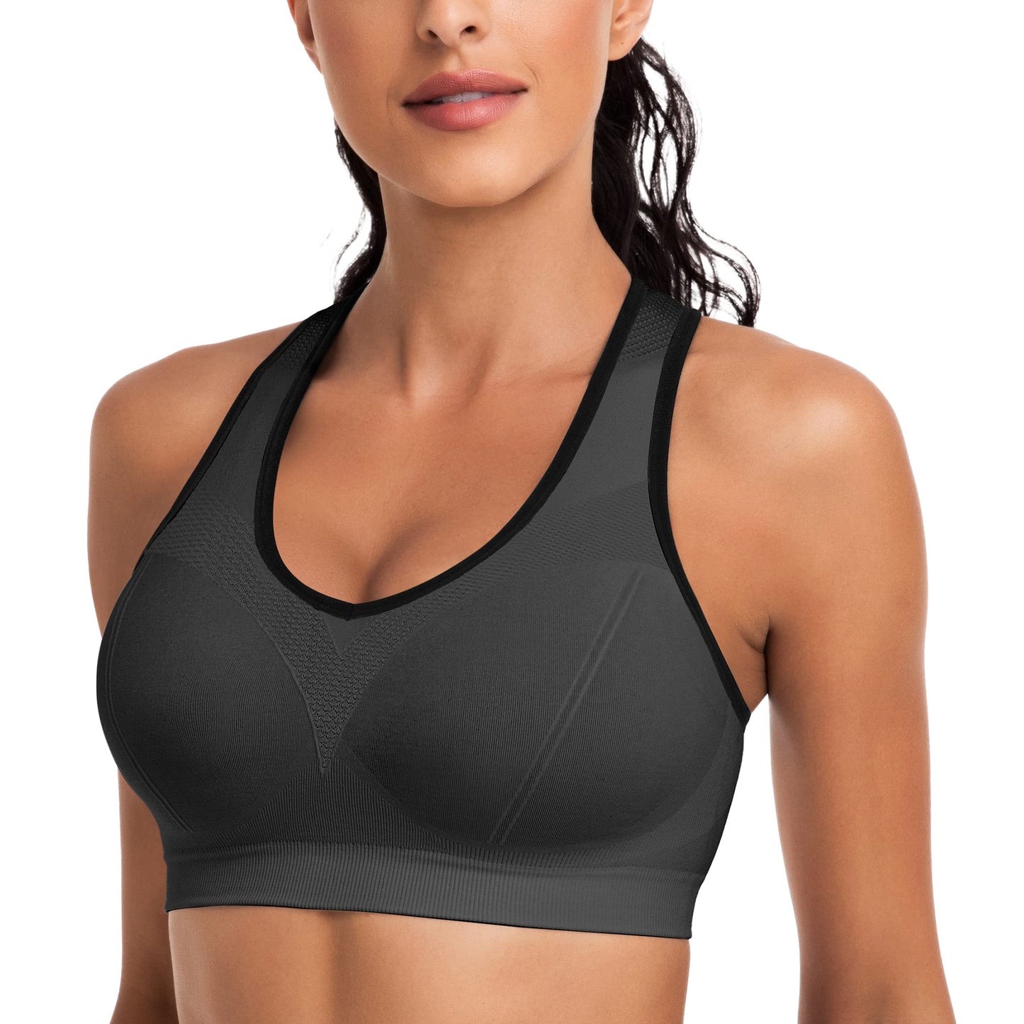 Racerback Sports Bras for Women with Pads - High Impact Athletic Tank Tops for Yoga and Workout Brassieres Bra