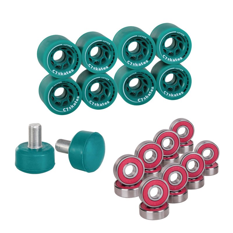 C SEVEN C7skates Roller Skate 62 mm Wheels, Stoppers and Bearings Combo, Green