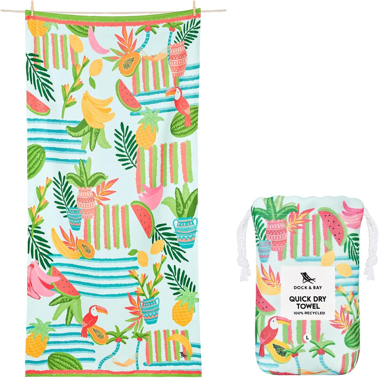 Dock & Bay Quick Dry Beach Towel | Sand-Free, Lightweight, Eco-Friendly - Large 160x90cm