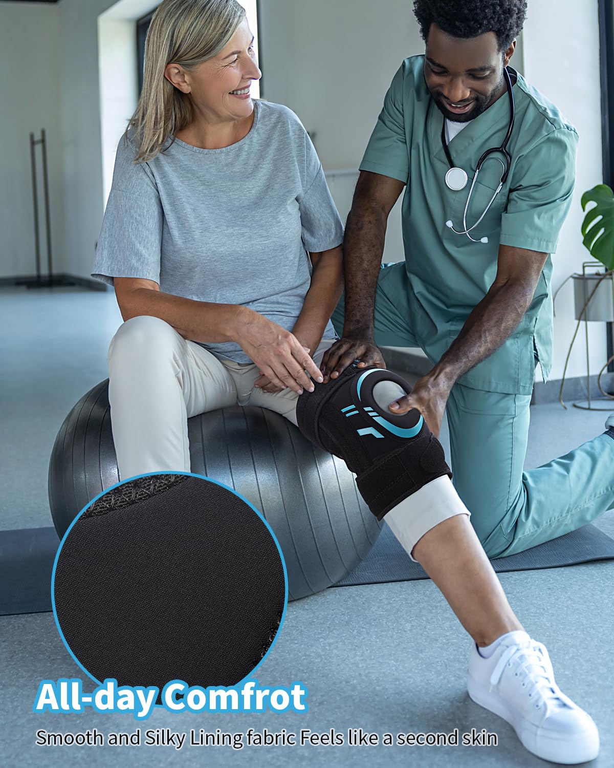 ABYON Knee Brace for Men & Women - Adjustable Knee Support for Meniscus Tear ACL, MCL & Arthritis -Neoprene Patella Stability Wrap with Dual Side Spring Stabilizers & Patella Gel Pad for Pain Relief & Injury Recovery – See How to Size Video Before Orderin