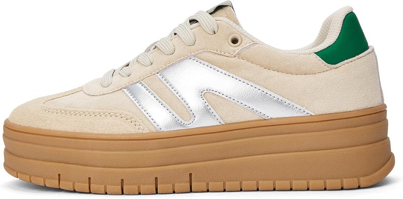 Women's Platform Sneakers - Retro Rubber Low Top Casual Tennis Shoes | Thick Sole Fashion