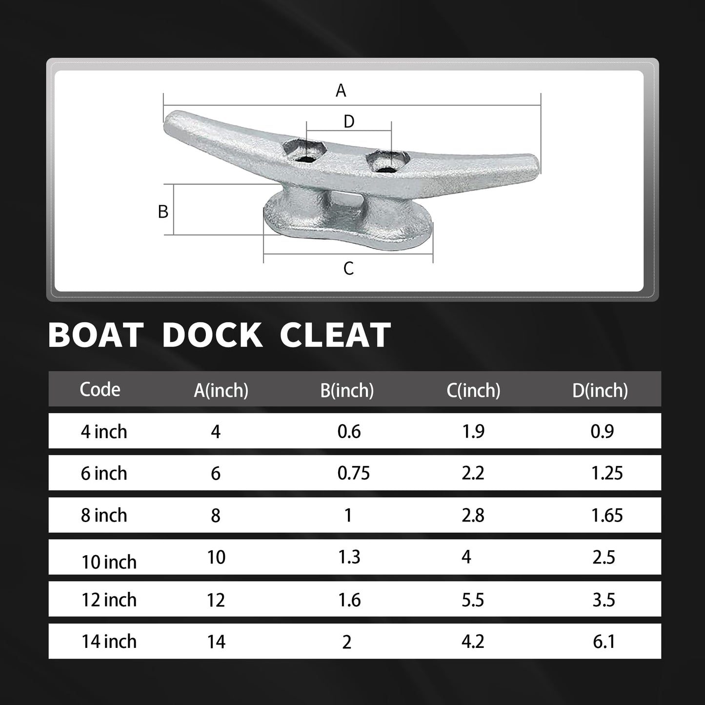 Laorde Cast Iron Dock Cleats 4 inch Small Boat Cleats Galvanized Marine Grade Rope Cleat for Mooring, Pier, Canoe, Nautical Maritime Decor, Tie Down (4 Pack)