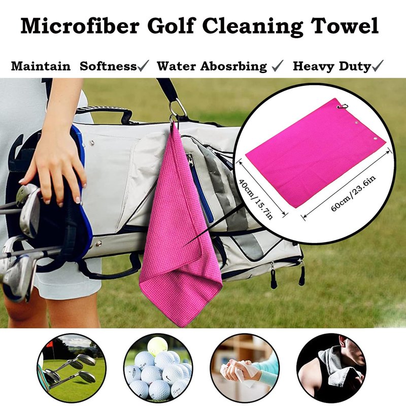 Glamrce Golf Accessories Kit 20 PCS Pink Golf Gift Set - Golf Towel, Ball Marker, Pins, Golf Club Cleaner, Pink Golf Balls w/Holder, Ball Alignment Kit, Divot Repair, Plastic Tees, All Pink Kit