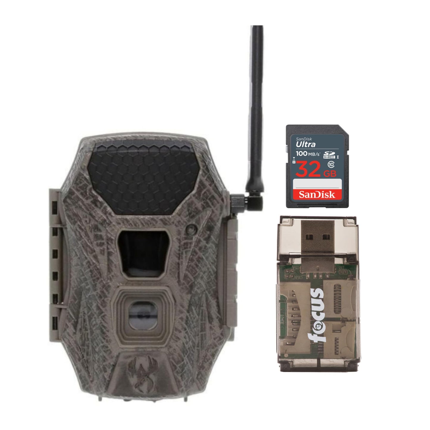 Wildgame Innovations Terra Cell XT 24MP Cellular Dual Network Trail Camera with 21 LEDs Bundle with 32GB Ultra SDHC UHS-I Memory Card and 4-in-1 USB Card Reader (Black) (3 Items)