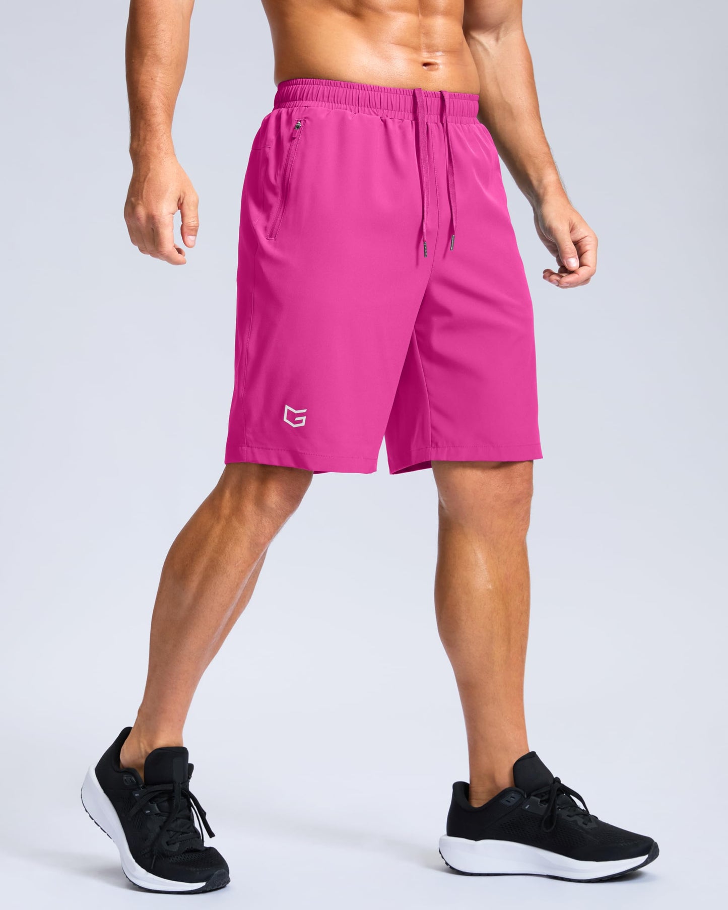 G Gradual Men's Athletic Running Shorts with Zipper Pockets Quick Dry 7"/ 5"/ 9" Workout Gym Shorts for Basketball Hiking(Rose,9XXXL)
