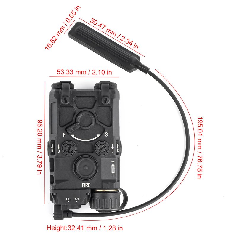 NECARL Tactical Airsoft Aiming Laser Sight, 4 Modes with Red Laser, Red Laser+White Light, Constant/Strobe White Light, Fit for 20mm Picatinny Rail AEG GBB CQB