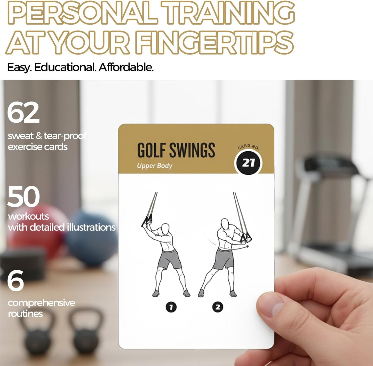 Suspension Training Cards Set - 50-Exercise Fitness Deck for Home & Gym | Customizable Workouts for All Levels