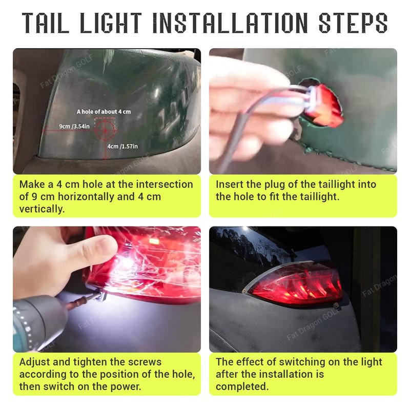 Panglong Club Car LED Taillight kit Replacements, Rear Light 12V 3 Wires for Precedent 2004-up&Tempo 2018-up Golf Carts #102529001 102528901