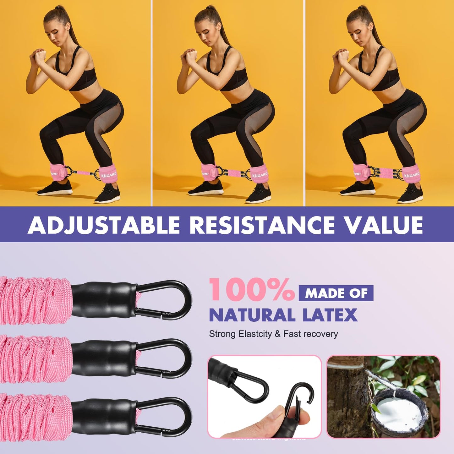 Resistance Bands Set with Ankle Straps, Glutes Workout Equipment, Ankle Bands for Working Out, Butt Exercise Equipment for Women Legs and Glutes - Perfect for Home Workouts and Fitness Training