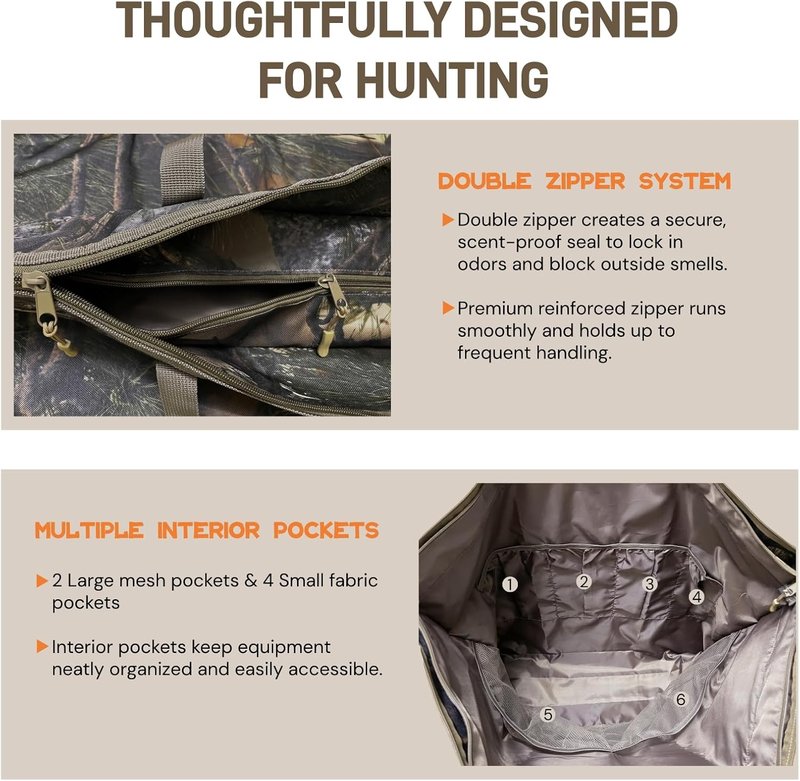 Scent Control Bag - Large 33x25 Inch Waterproof Scent Proof Storage for Hunting Gear | Leaf Camouflage