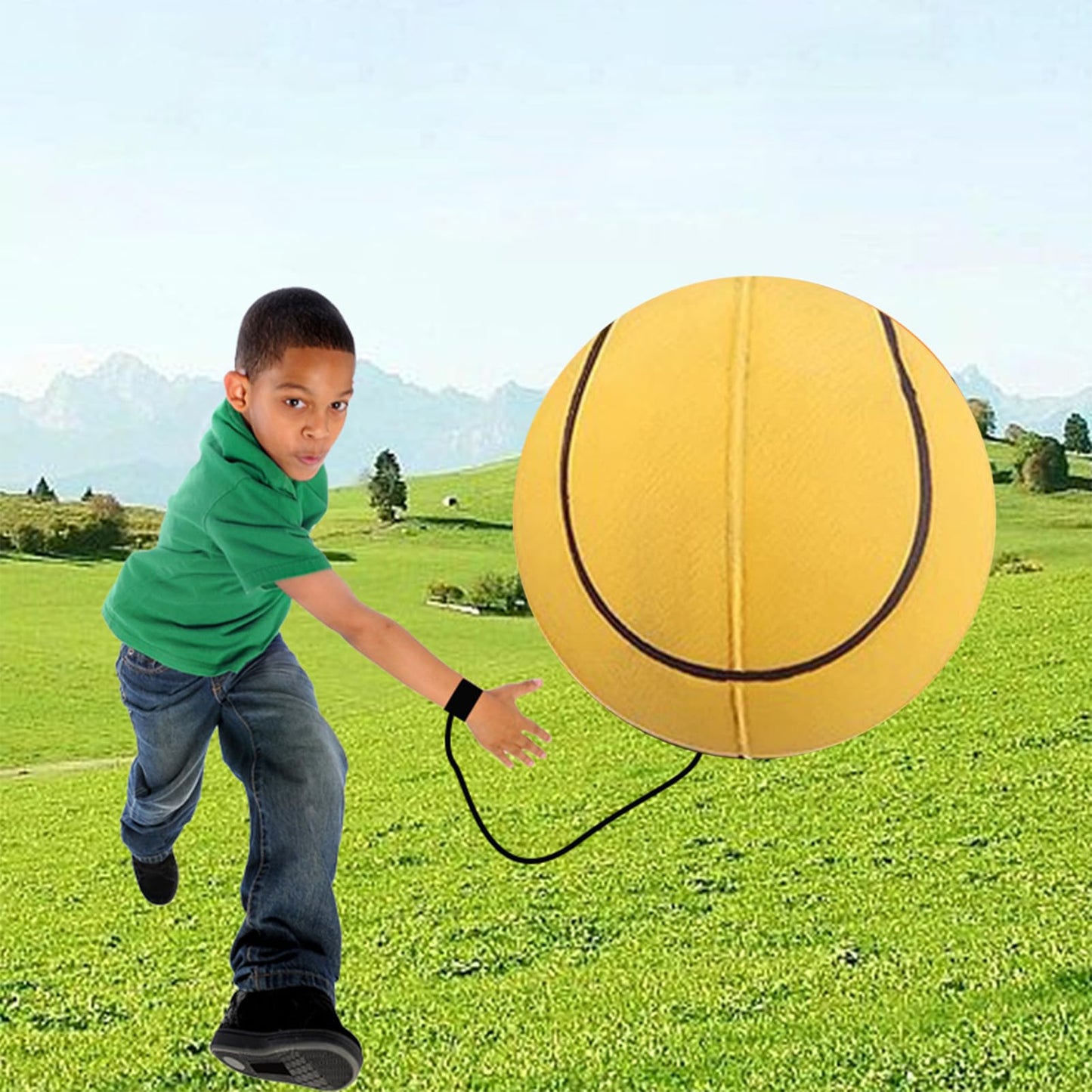 Wrist Return Ball Rubber Sport Ball with Wrist Strap and String | Rebound Ball Sports Bouncy Ball,Wrist Rebound Toy on Elastic String Ball Wrist Toy for Teens Adults Wrist Exercise