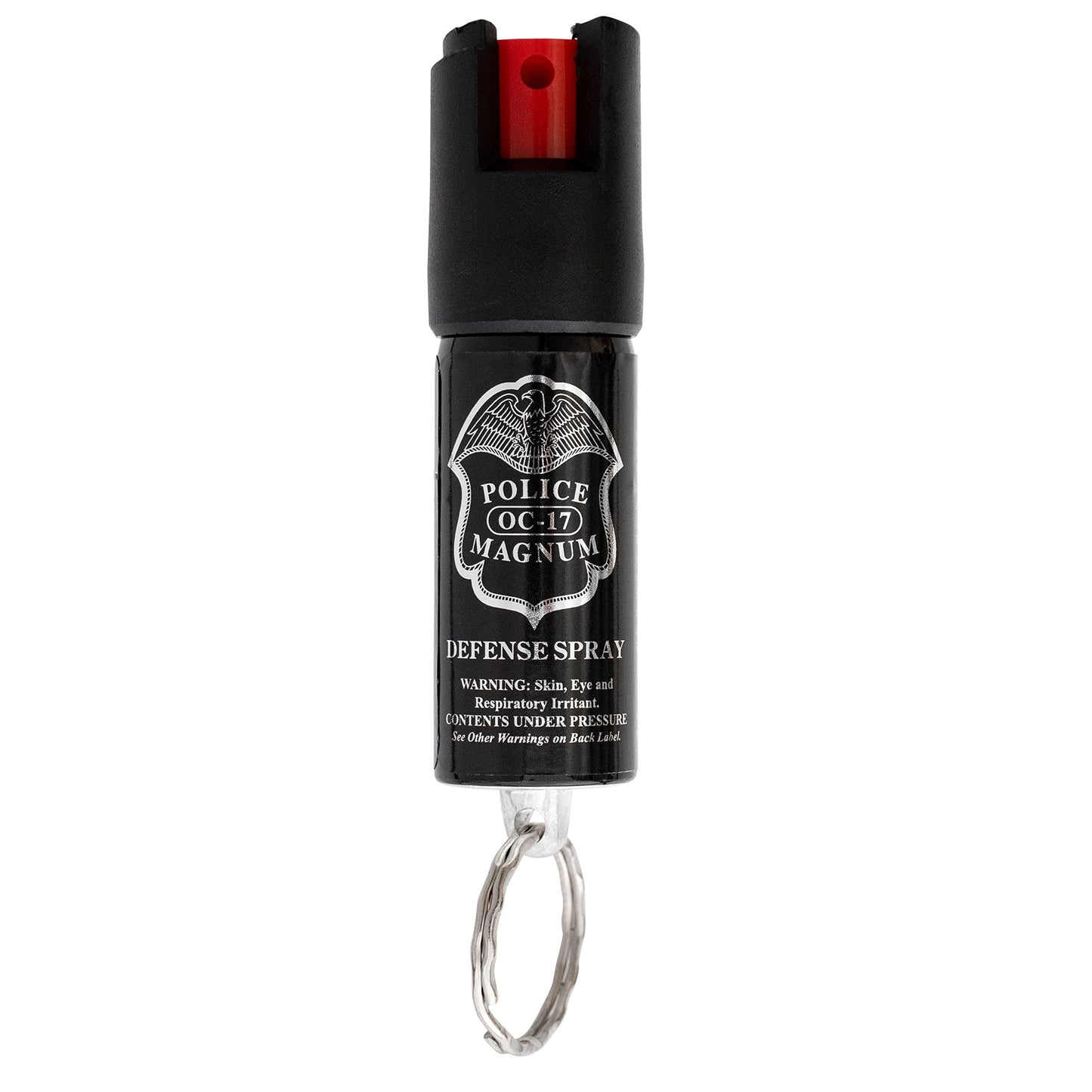 Police Magnum Mini Pepper Spray Self Defense Safety Tool- Strong Built-in Keyring Holder- Small Discreet Canister Case- Made in The USA- 1 Pack 1/2oz RED Twist Lock Keyring