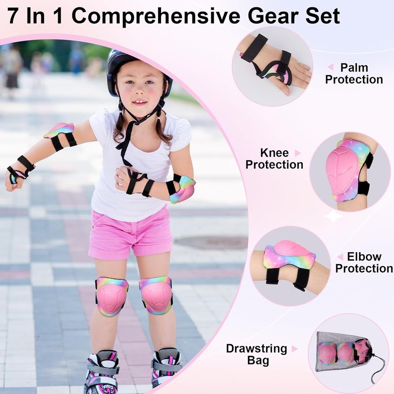 Kids Knee and Elbow Pads Set - Adjustable Protective Gear for Inline Skating, Biking & Scooters | Perfect for Girls & Boys