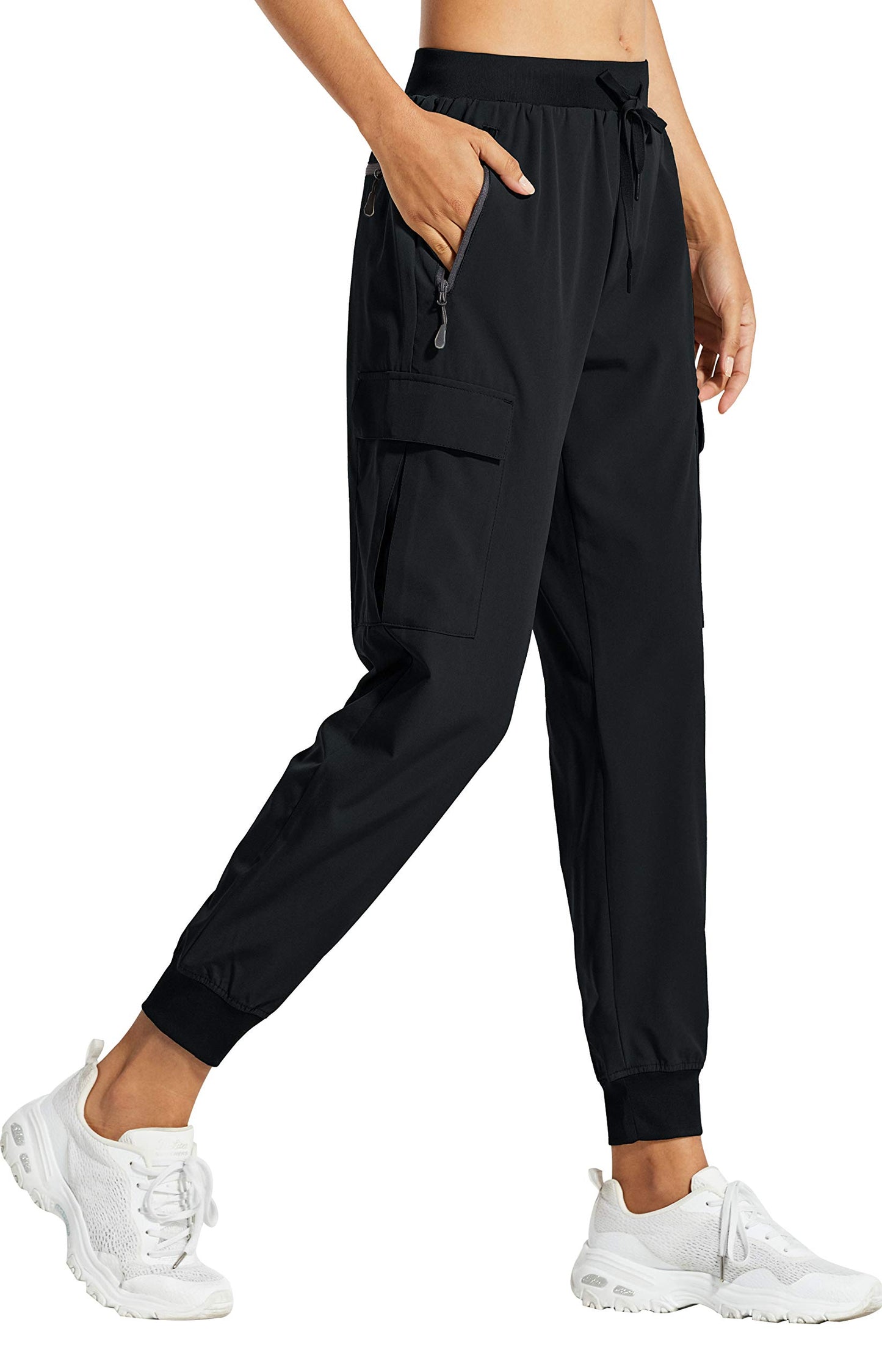Libin Women's Cargo Joggers Lightweight Quick Dry Hiking Pants Athletic Lounge Casual Travel Tall, Black S