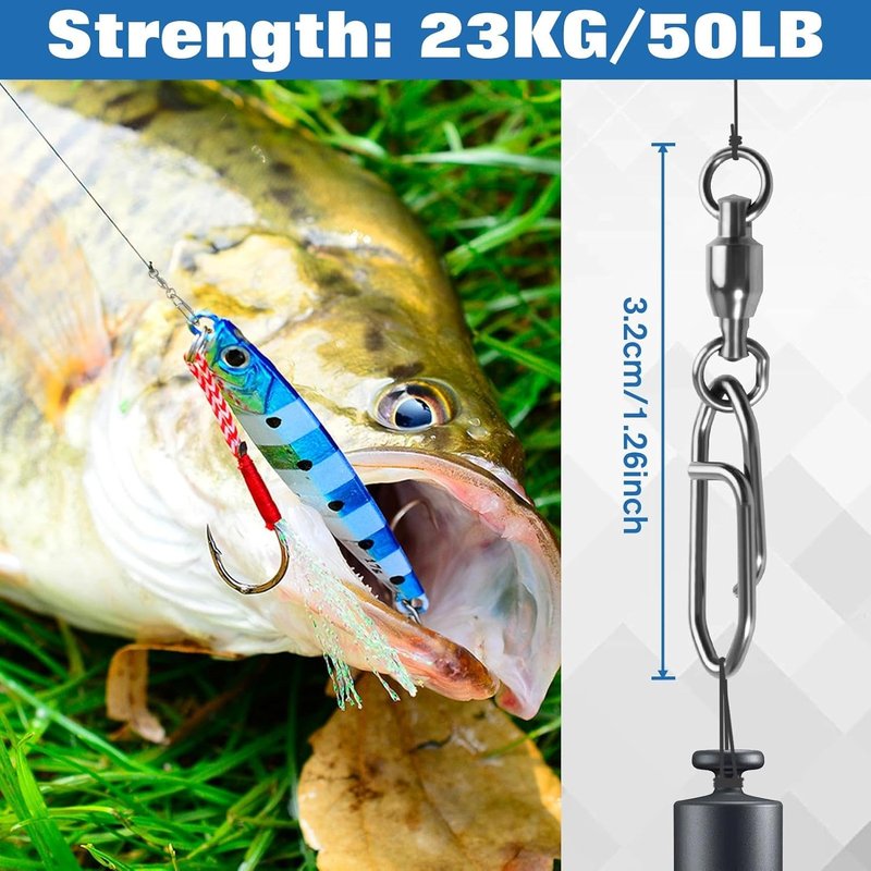 High Strength Snap Swivels - 25 Pack Quick Change Fishing Clips | Stainless Steel, Black Nickel Finish