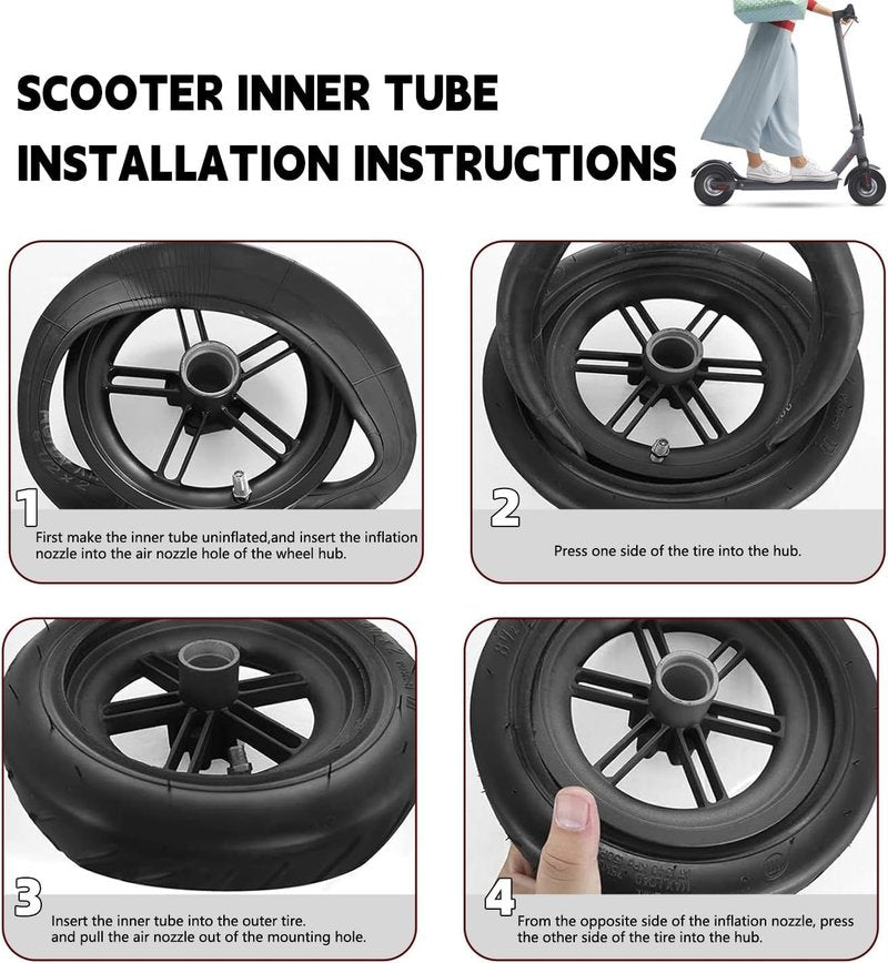 80/65-6 Scooter Tire Replacement, 255x80 10x3 Tire and Tube Set, 10 inch Tire, for Nanrobot D4/D5/D6+/Apollo Pro/Kugoo Kirim M4 Pro/Varla Eagle One/Kaabo Wolf Warrior/Mantis 10 Electric Scooter