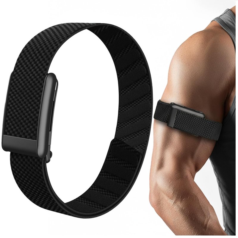 iprisu Ultra-Soft Breathable Nylon Bicep Band, Adjustable Replacement Arm Strap Compatible with WHOOP 5.0, One, Peak & Life | Secure Fit, Not Compatible with Gen 4 (Black With Black, One/Peak)
