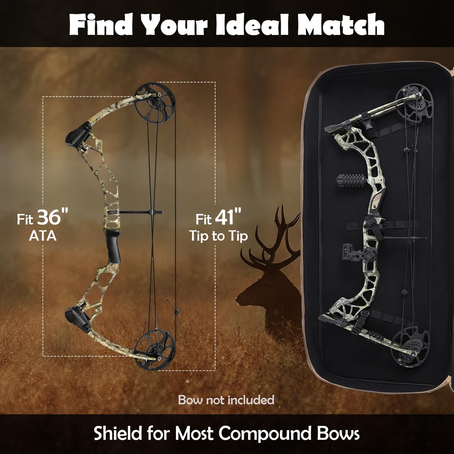 NEW VIEW Bow Case - Protects Your Compound Bow - Features Large Compartment, Soft Padding, Comfortable Carrying Options & Multiple Accessory Pockets - Lightweight Durable Archery Bow Bag