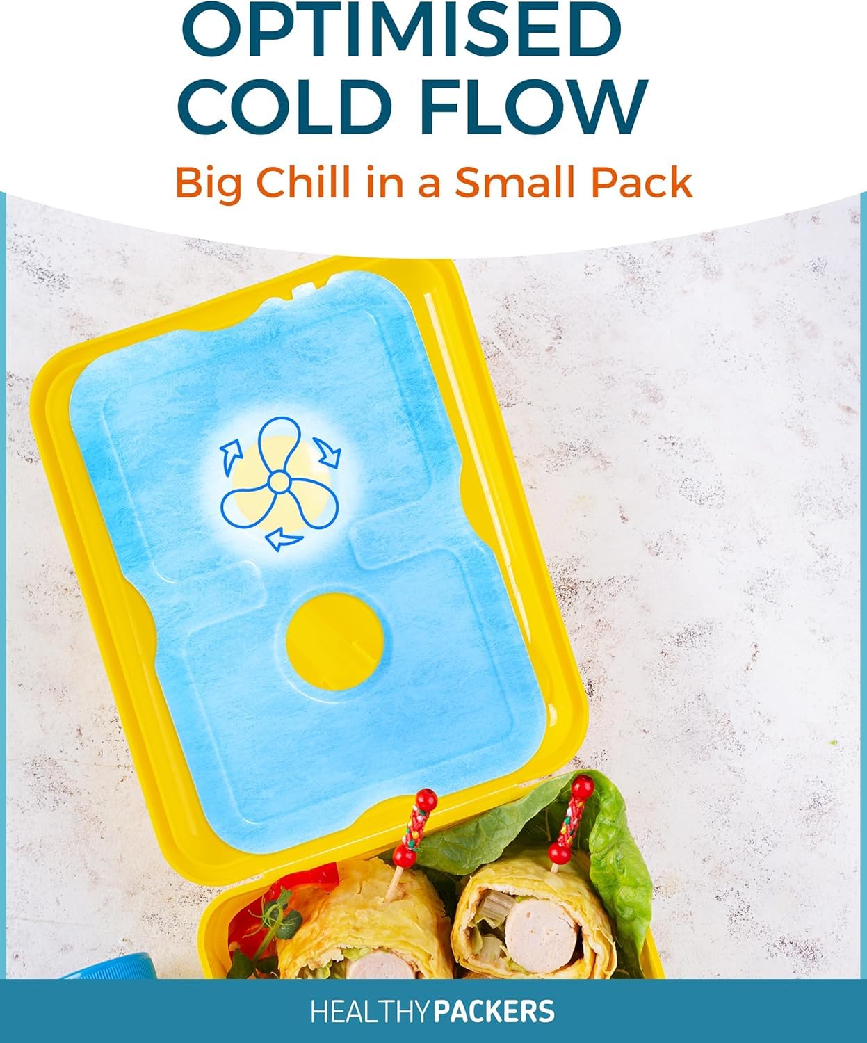 Healthy Packers Ice Packs for Lunch Boxes & Coolers - Freezer Packs - Original Cool Pack | Cooler Accessories for Beach, Camping & Fishing | Slim & Long-Lasting Reusable Ice Pack for Cooler (Set of 4)