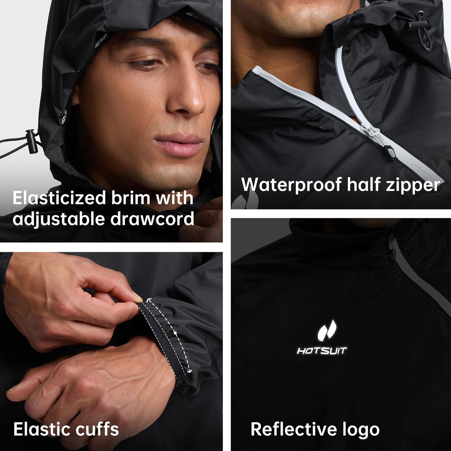 HOTSUIT Sweat Suits Sauna Suit Men Weight Loss Gym Exercise Workout Jacket, Black, 5XL