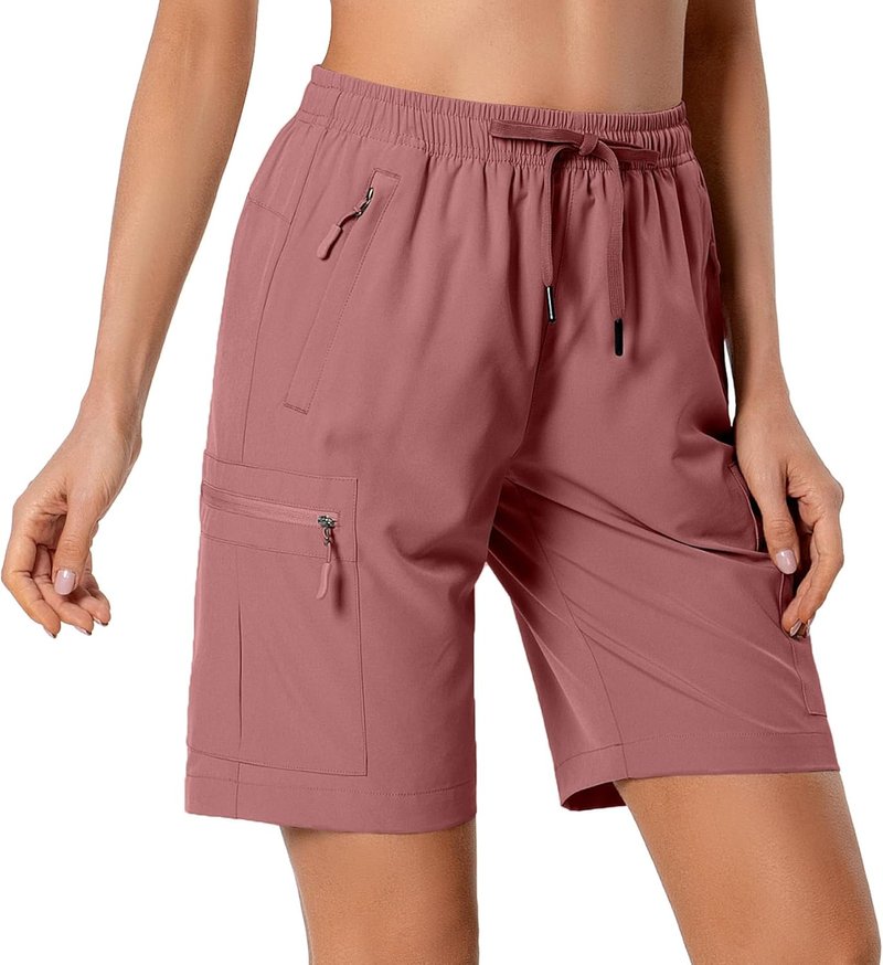 Women's Lightweight Hiking Cargo Shorts - Quick Dry Athletic Shorts with Zipper Pockets | Water Resistant for Camping & Travel