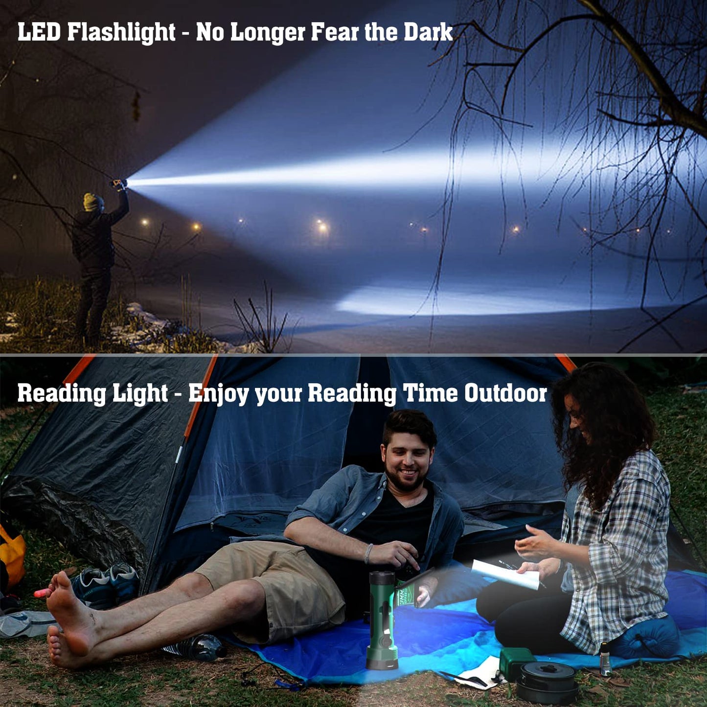 Emergency Radio with 5-Mode LED Flashlight, Solar Hand Crank NOAA Weather Radio, Portable AM FM Battery Operated Radio with Phone Charger, Reading Lamp & SOS Alarm for Home, Camping, Outdoor Survival