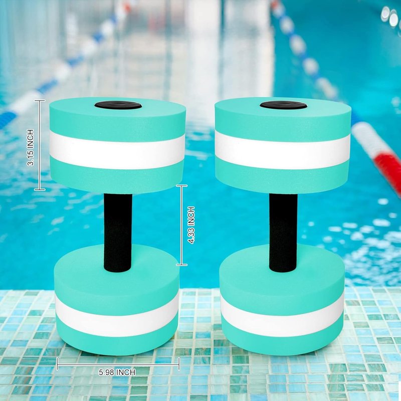 Aquatic Dumbbells Set of 2 | High-Density EVA Foam Water Weights for Pool Aerobics - Cyan