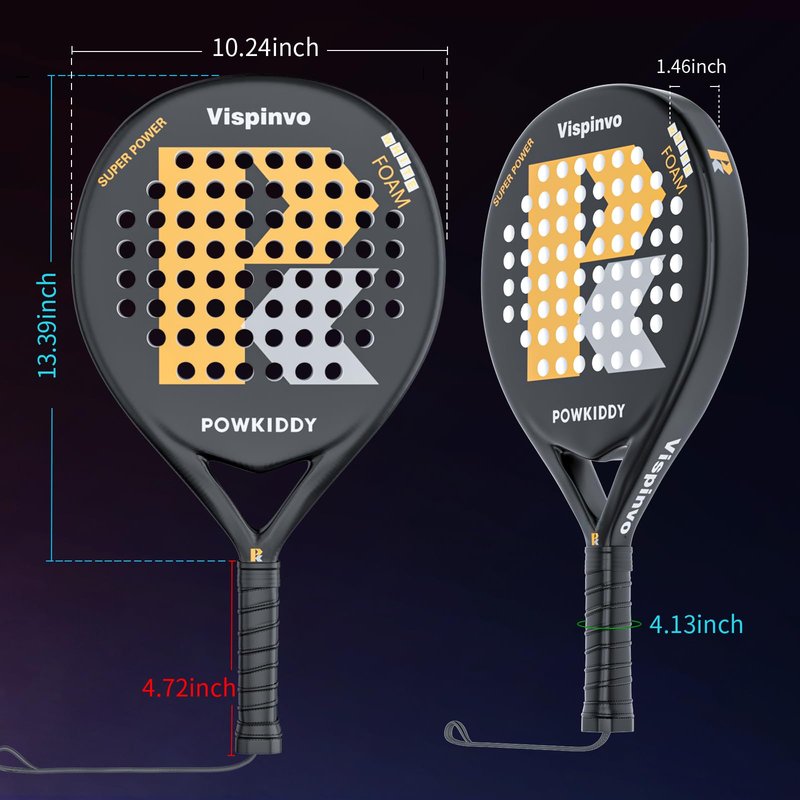 Vispinvo Padel Racket Carbon Fiber Surface, EVA Memory Flex Foam Core Pala Padel, 38 mm Beach Tennis Racket for Adults/Men/Women, an Ideal Paddle Rackets for Beginner & Professional Players（Blue）