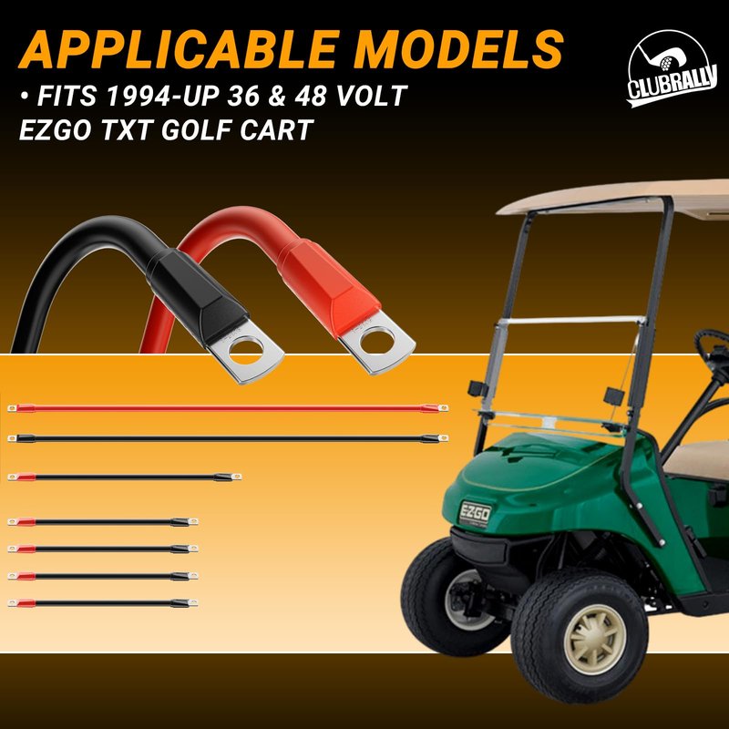 CLUBRALLY Golf Cart Battery Cables Power Wiring Kit, 4 Gauge Battery Cables for EZGO TXT 1994-Up 36 & 48 Volt Golf Carts