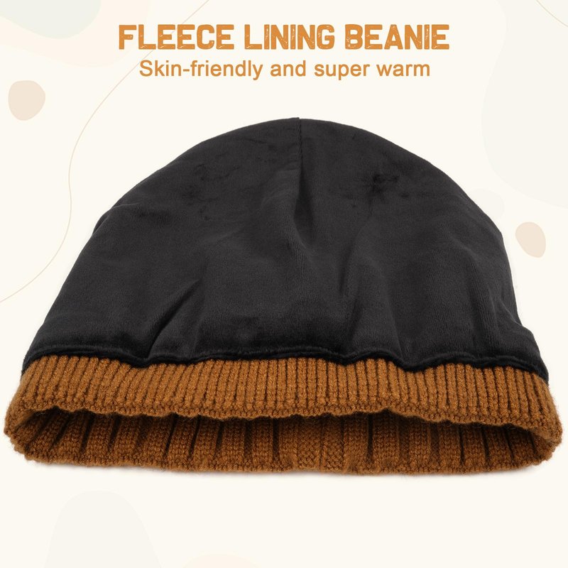Wmcaps Fleece Lined Beanie Knitted Hats for Men Women, Winter Stocking Cap Soft Beanie Warm Ski Hats Unisex Gifts Navy Blue