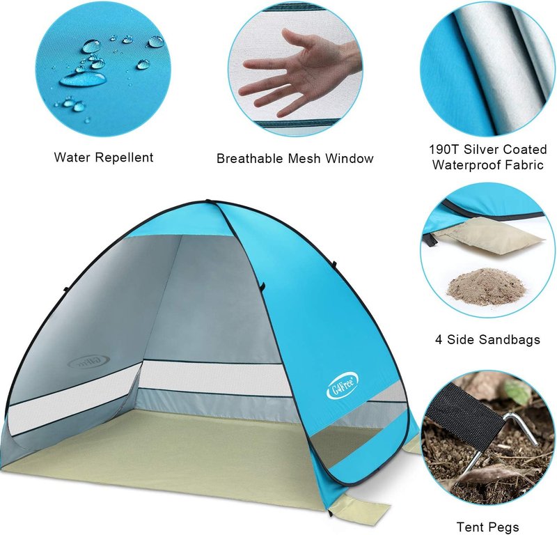 Large Pop-Up Beach Tent for 3-4 People - UPF 50+ Automatic Sun Shelter & Portable Outdoor Canopy
