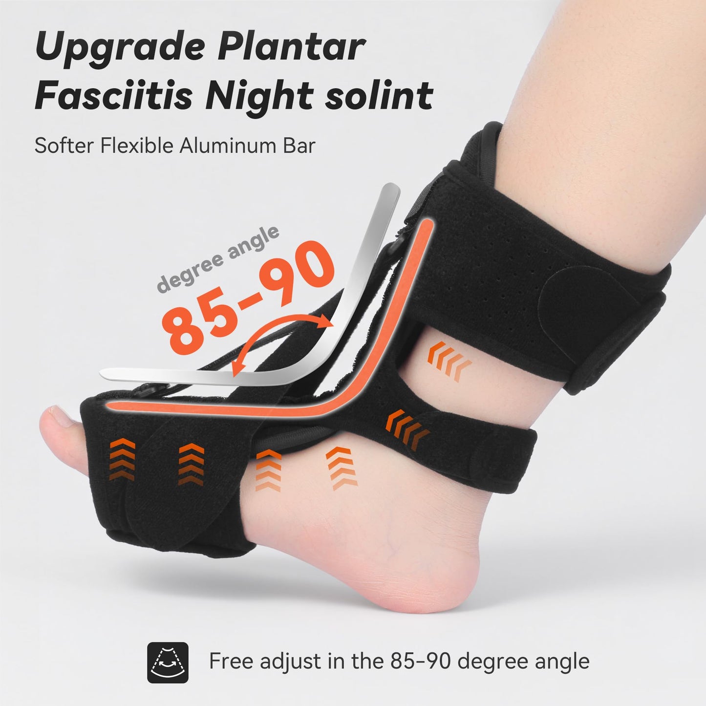 Tongdayi Upgrade Plantar Fasciitis Night Splint and Brace,plantar fasciitis relief with Soft Memory Foam Pad,achilles tendonitis brace for Women & Men,with Massage Ball for Tension Relief,Arch Pain, Heel Spur, Foot-drop and Achilles Tendonitis (Black)