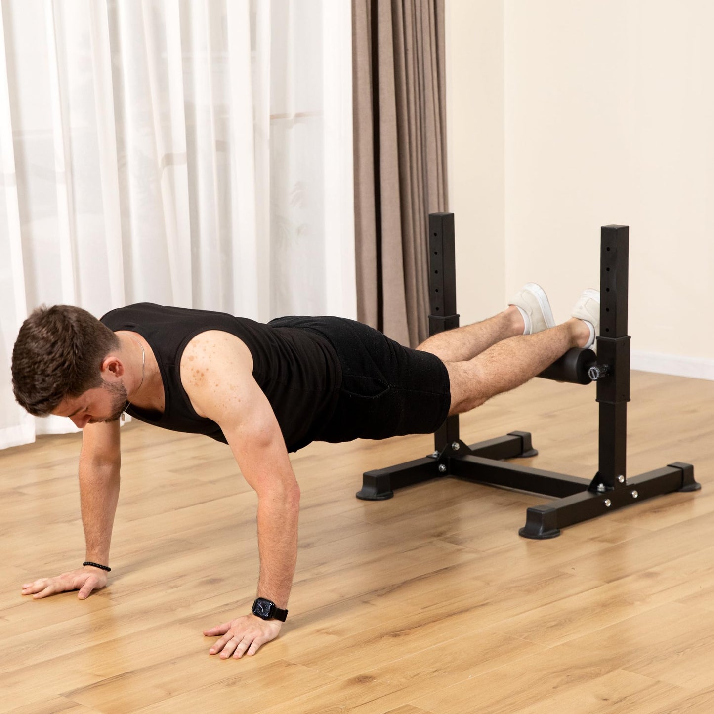Cofiyard Bulgarian Split Squat Stand, Single Leg Squat Roller with 8 Adjustable Roller Heights, One Leg Squat Stand, Lower Body Workout Machine Home Gym
