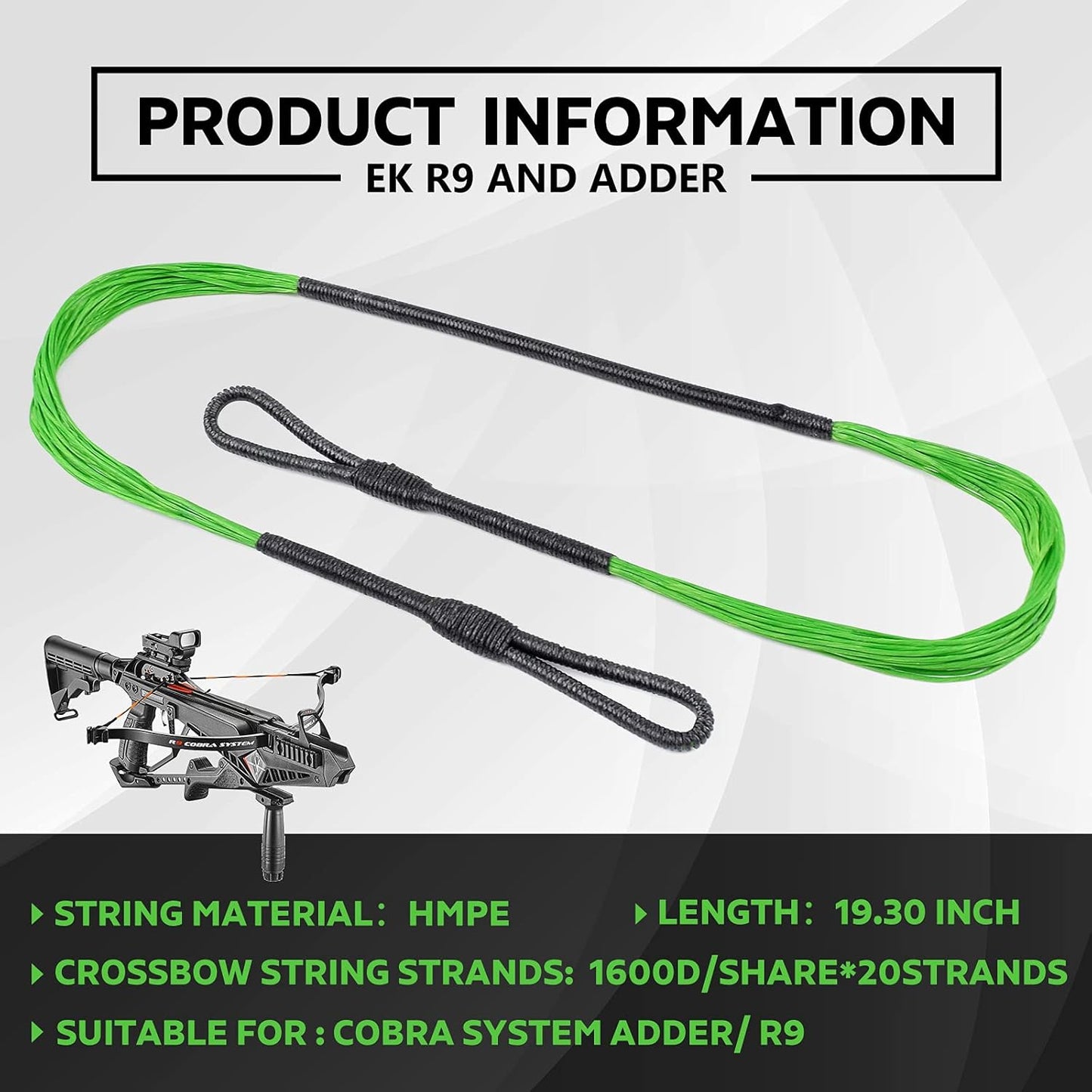 Cobra Adder Crossbow String - 20 Strands HMPE 1600D | 19.3" Durable Replacement Accessory