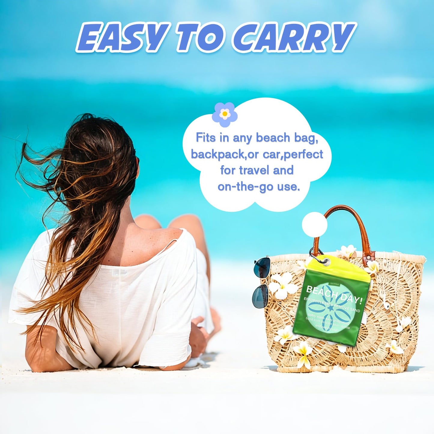UMUACCAN Beach Sand Remover Pouch Sand Eraser Wipe - 2026 Summer Vacation Essentials Family Towels Bahamas Trip Must Haves Hawaii Honeymoon Accessories for Kids Adult-Blue