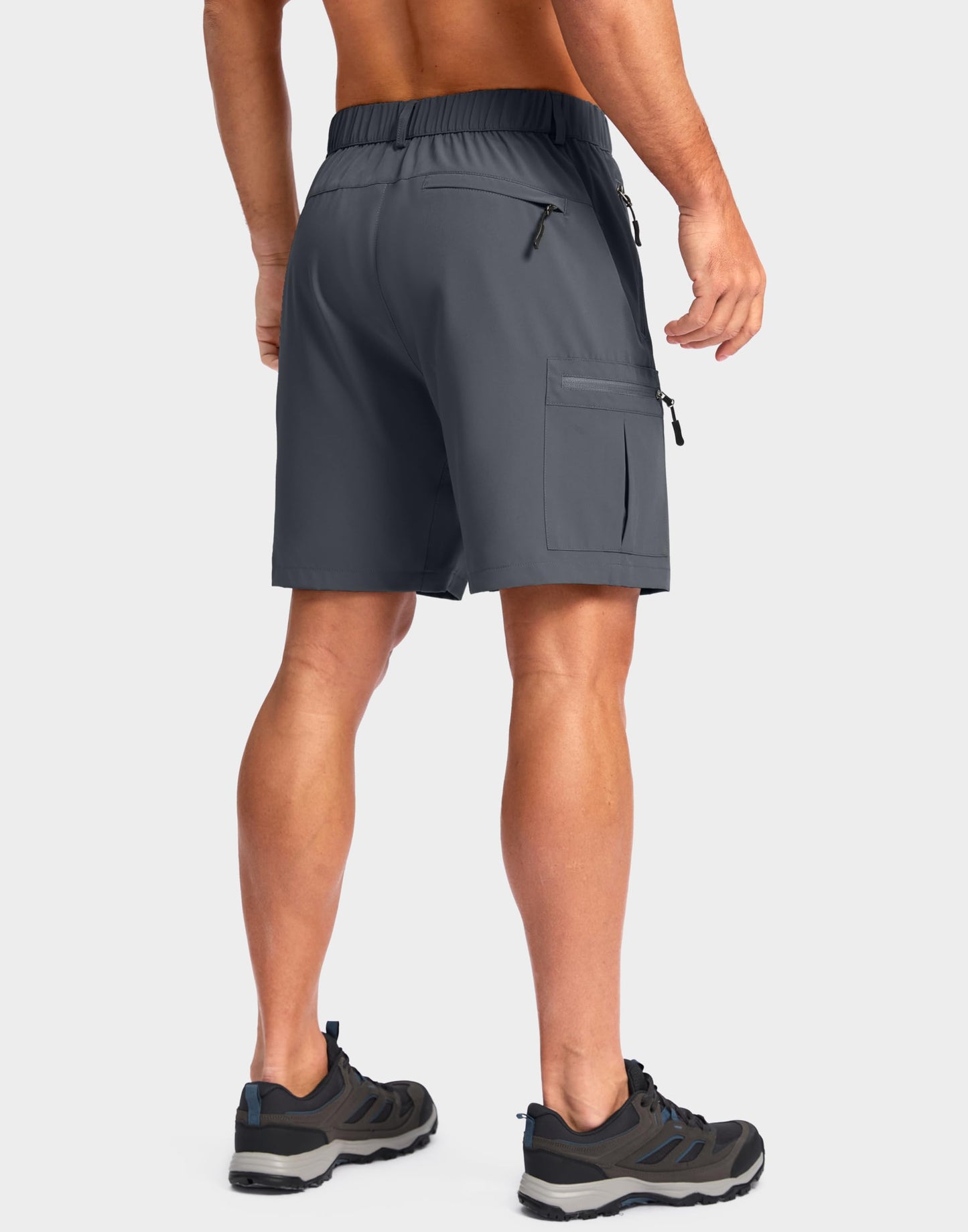 Pudolla Men's Hiking Cargo Shorts Lightweight 7" Travel Casual Shorts for Men Golf Work Outdoor with 5 Zipper Pockets(Deep Grey X-Large)