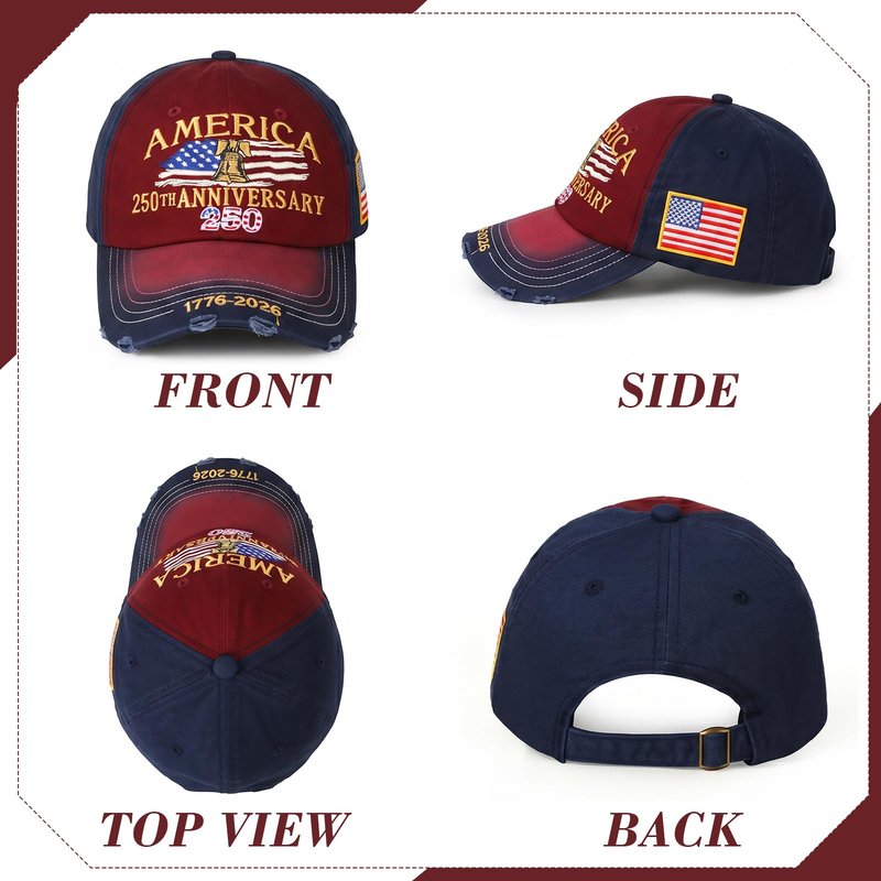 250 Anniversary USA Hat for Men Adjustable United States 250th Birthday Hat & Caps for Women Patriotic Embroidery Baseball Caps 250 Anniversary USA Merchandise Gift for Dad Multi