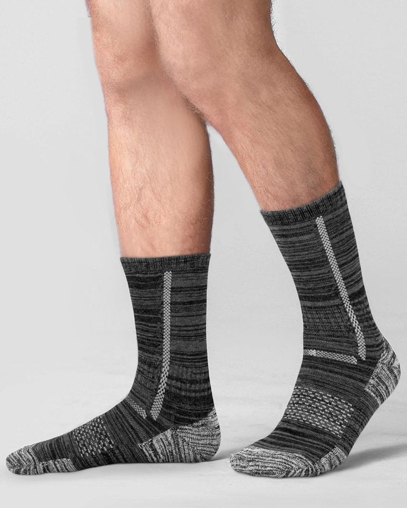 Men's Cotton Crew Work Socks - 5 Pairs Cushioned Boot Moisture Wicking Athletic Socks for Hiking & Running