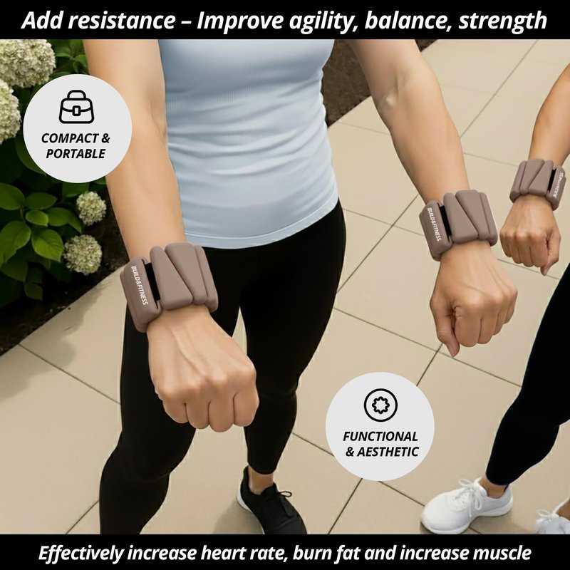 Wrist & Ankle Weights, Adjustable Bands for Women & Men Workouts, Set of 2 (1lb or 2lb each / 1kg or 2kg total). For Running, Jogging, Walking, Yoga, Dance, Pilates, Aerobics, Strength Training (Mocha, 2LB (1LB each))