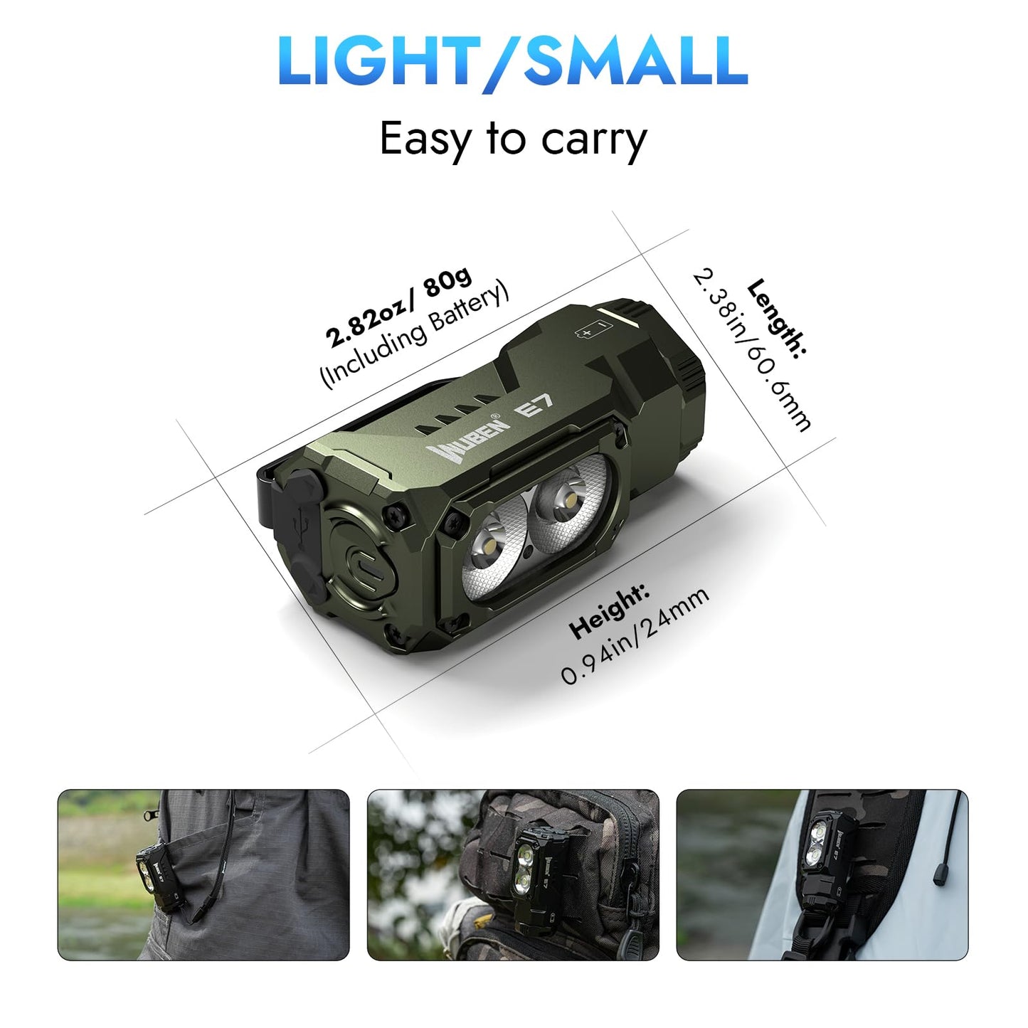 WUBEN E7 1800 Lm Hight Lumen Mini Flashlight with Magnet