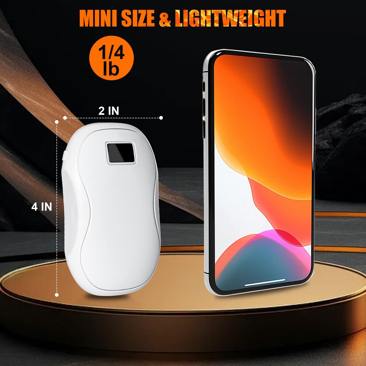 Hand Warmers Rechargeable 2-Pack – AI Electric Pocket Heaters, Fast 131 °F Heat, 18-Hour Warmth, 3-Level Settings, UL-Certified, Ideal for Golf, Raynaud’s, Camping & Gifts for Men & Women White