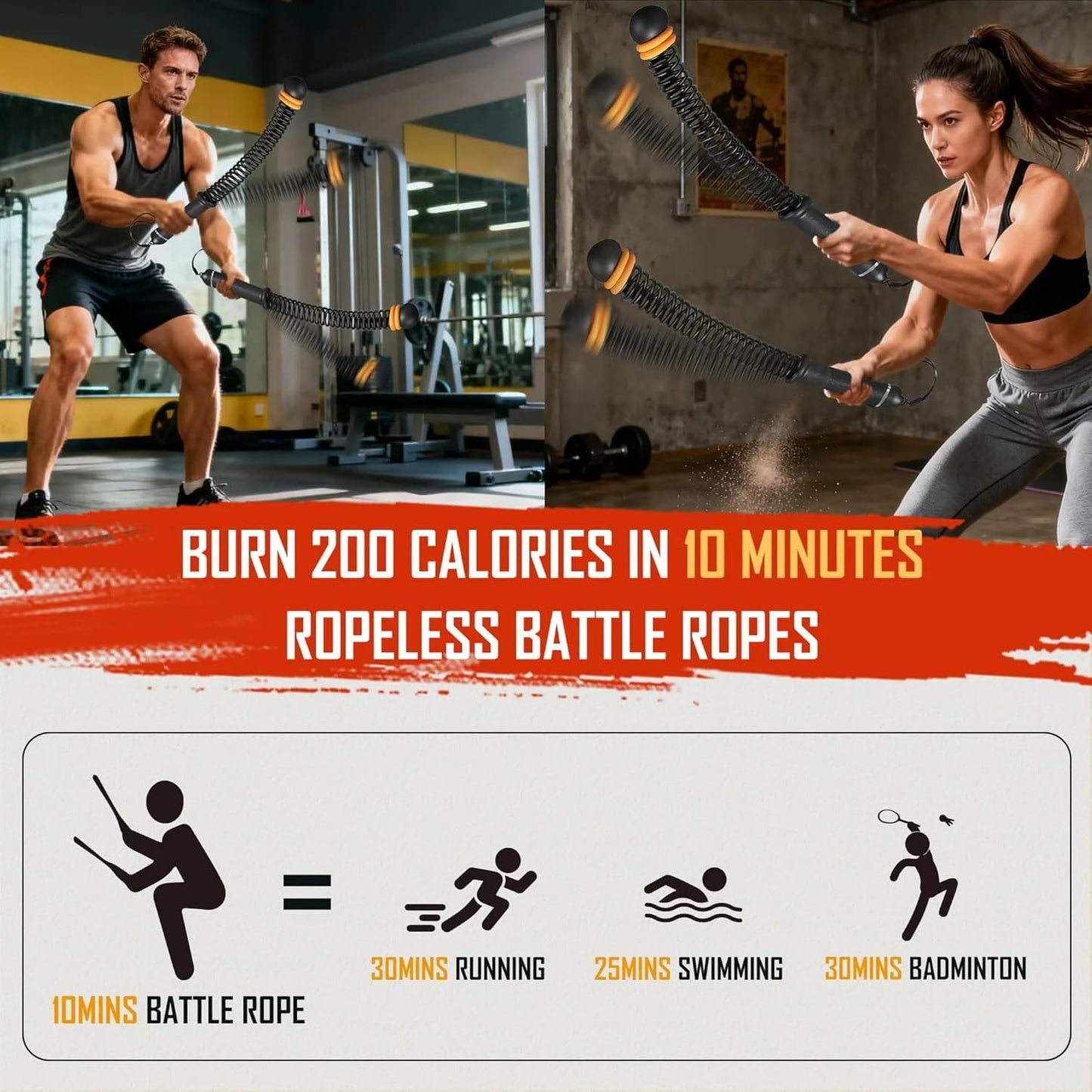 2026 Upgrade Ropeless Battle Ropes, Cordless Battle Ropes for Home Gym, Weighted Ropeless Battleropes, Multi-Functional Fitness Training Ropesfor Strength & Conditioning