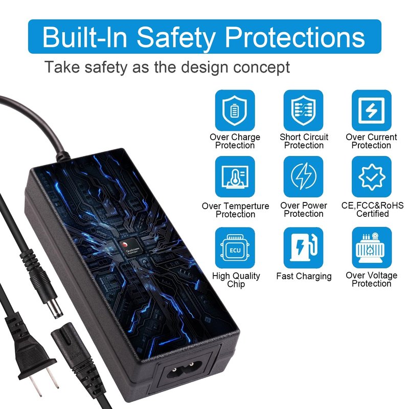 42V 2A Charger with 6 Plugs Universal for 36V Li-ion Battery, Fast Charger Replacement for Razor,Jetson,Voyage,gotrax,ninebot,Bird,Segway and Most 36V 10S Lithium Battery Device