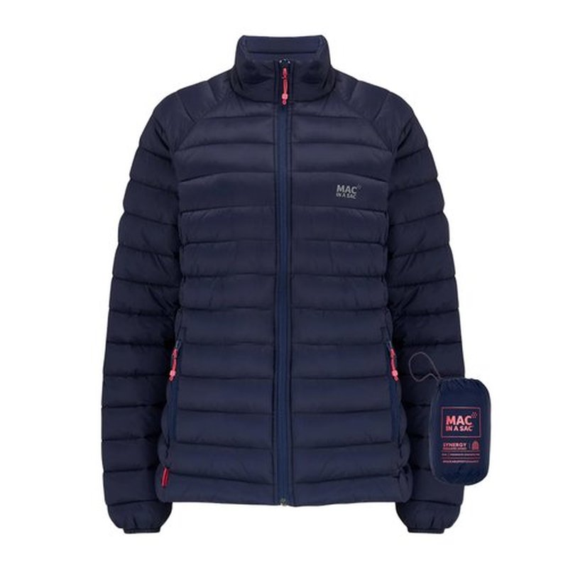 Mac in a Sac Synergy Women's Insulated Jacket - Ultra-Lightweight, Packable, Waterproof, and Thermolite-Filled for All-Season - Navy - 16