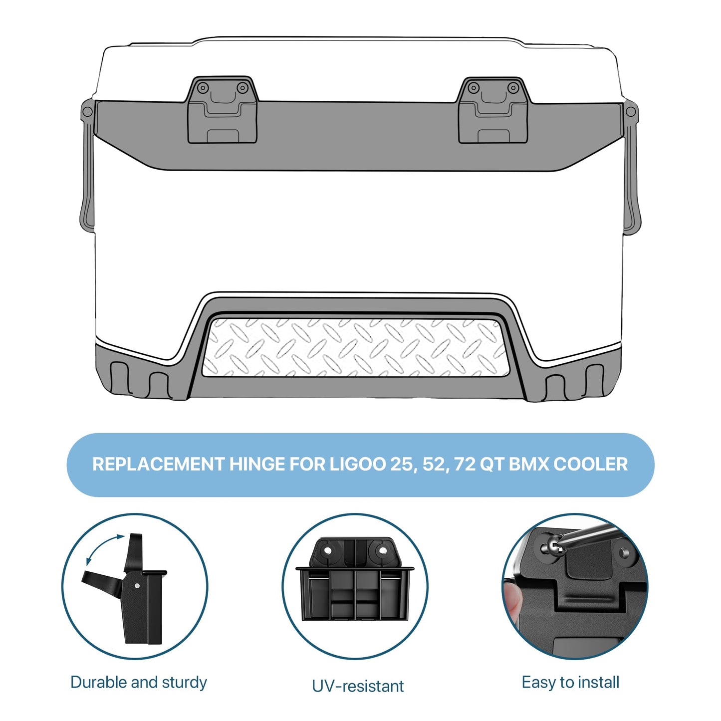 Cooler Replacment Hinge for Igloo 25, 52, 72 Qt BMX Coolers, Igloo Hinge, Igloo Cooler Replacment Hinge, 2 Pack