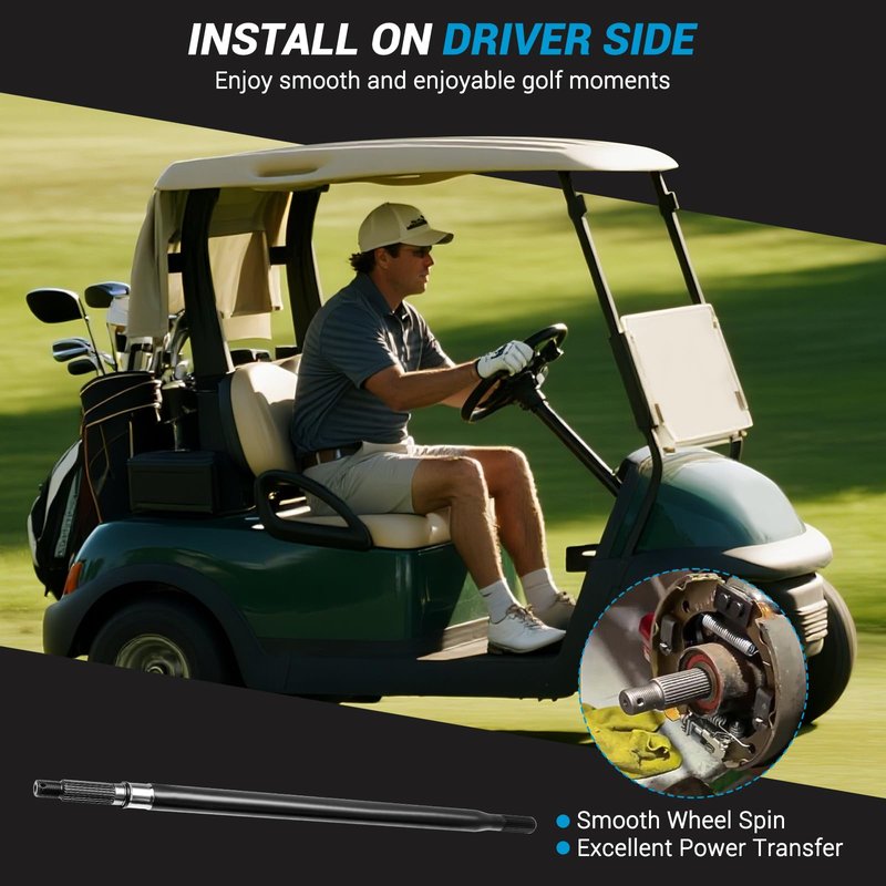 keriolee Golf Cart RXV Driver Side Rear Spline Axle Shaft with Bearing Seal Kit, Fits for EZGO RXV Electric 2008 UP, Replace OEM #620337, 614208